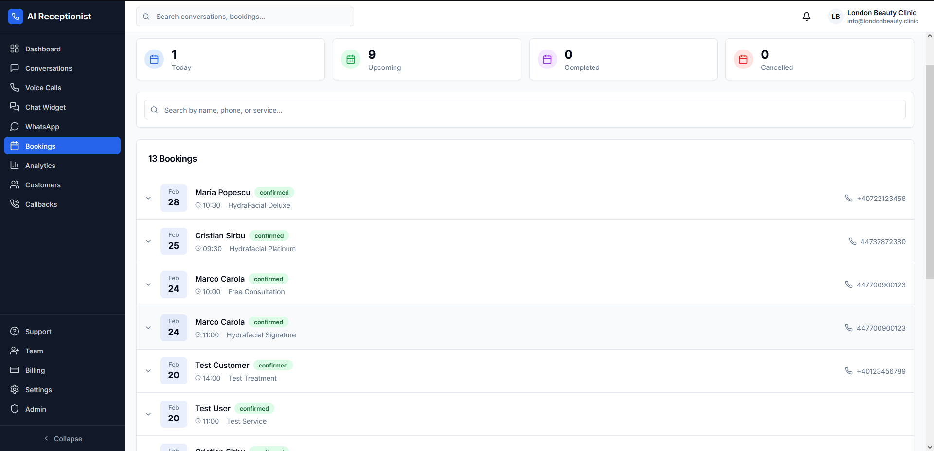 Gestion des réservations